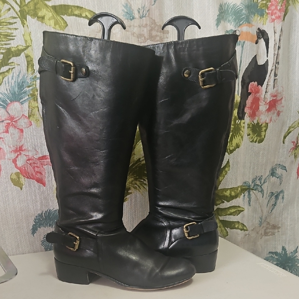 Corso Como Black Leather Boots 1.5" Heel. Buckles Size 9E In Great condition - Picture 6 of 16